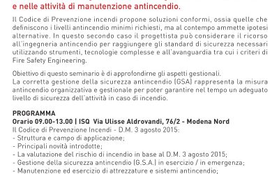 Seminario a Modena il 16 Maggio 2017: il codice di prevenzione incendi